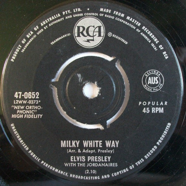Elvis Presley : Milky White Way (7", Single)