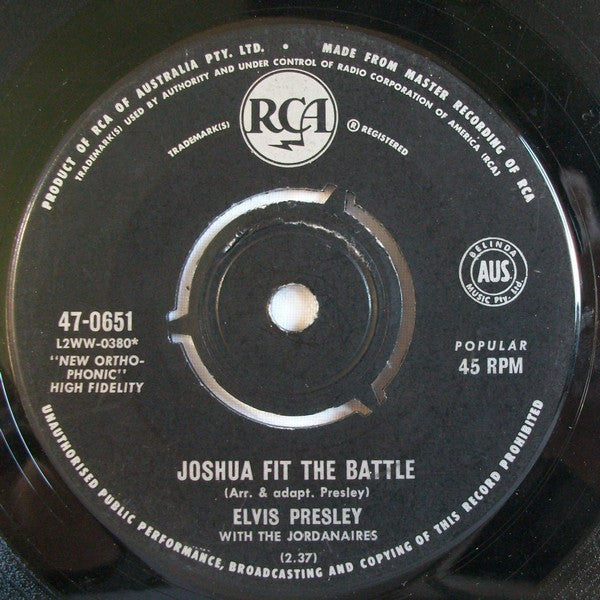 Elvis Presley With The Jordanaires : Joshua Fit The Battle (7", Single)
