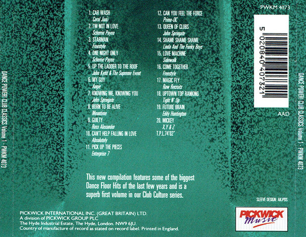 Various : Dance Power! Club Classics Volume One (CD, Comp)
