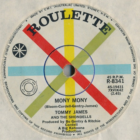 Tommy James & The Shondells : Mony Mony / One Two Three And I Fell (7", Single)