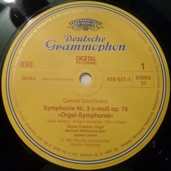 Saint-Saëns*, Dukas*, Berliner Philharmoniker, James Levine (2), Simon Preston : "Orgel - Symphonie" / L'Apprenti Sorcier (LP)