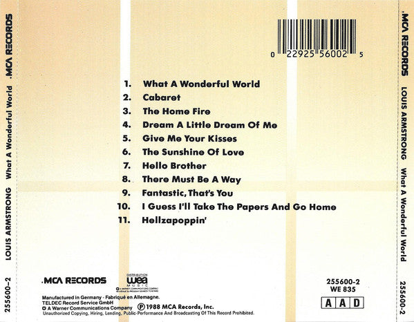 Louis Armstrong : What A Wonderful World (CD, Album, RE)