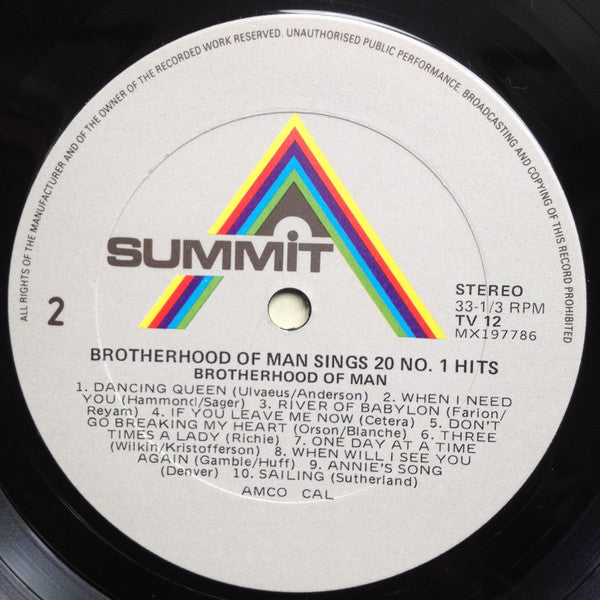Brotherhood Of Man : Sing 20 Number One Hits (LP)