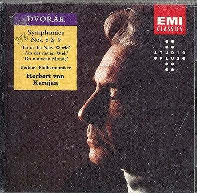 Dvořák*, Berliner Philharmoniker, Herbert von Karajan : Symphonies Nos. 8 & 9 'From The New World' - 'Aus Der Neuen Welt' - 'Du Nouveau Monde' (CD, Comp, RM)