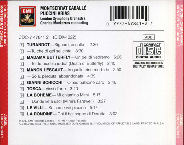 Montserrat Caballé, London Symphony Orchestra, Sir Charles Mackerras : Puccini Arias (CD, Album, RE)