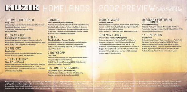 Dirty Vegas : Homelands 2002 Preview (CD, Mixed)