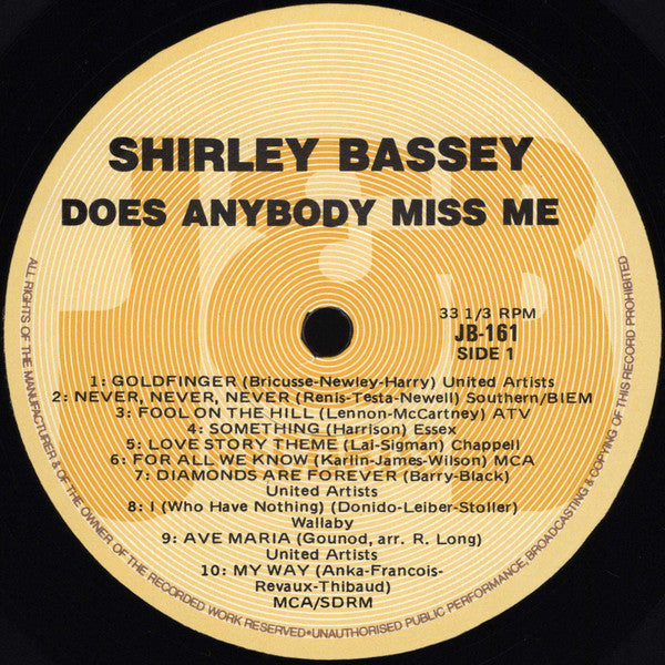 Shirley Bassey : Does Anybody Miss Me (LP, Comp)