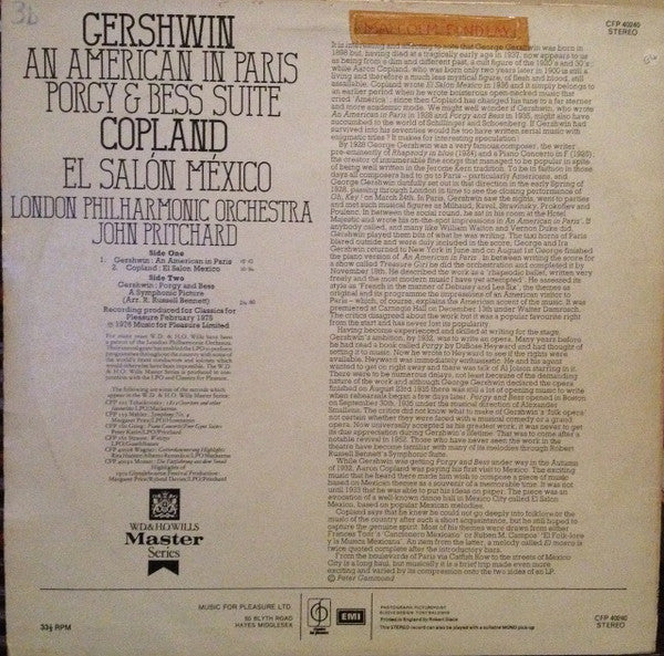 Gershwin*, Aaron Copland, London Philharmonic Orchestra, John Pritchard : An American In Paris / Porgy & Bess Suite / El Salón México (LP, Album)