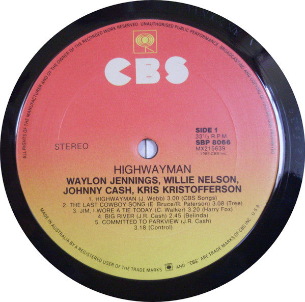 Waylon Jennings, Willie Nelson, Johnny Cash, Kris Kristofferson : Highwayman (LP, Album)