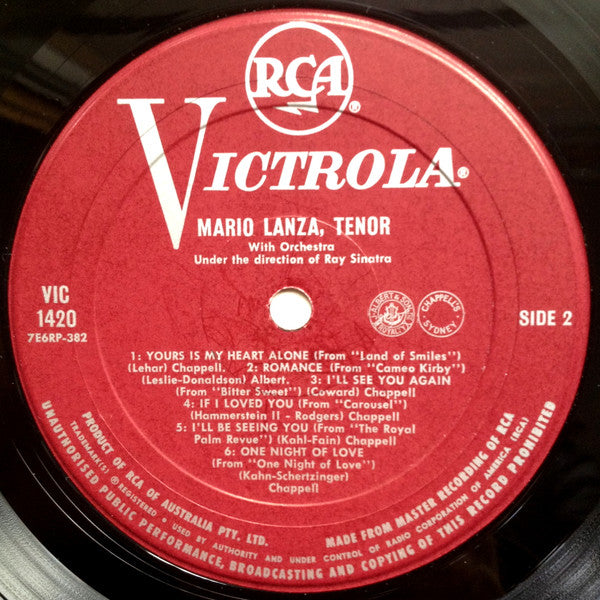 Mario Lanza : Sings The Hit Songs From The Student Prince And Other Great Musical Comedies (LP, Album)