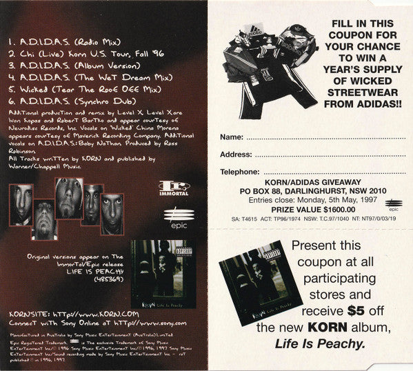 Korn : A.D.I.D.A.S. (CD, Single)