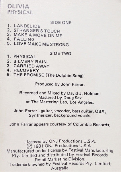 Olivia Newton-John : Physical (Cass, Album)