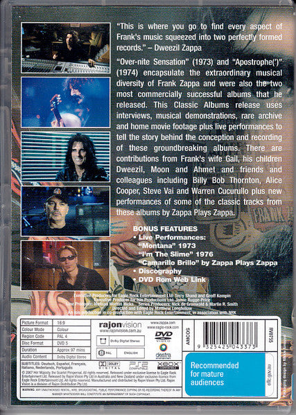 Frank Zappa : Apostrophe (') / Over-Nite Sensation (DVD-V, PAL)