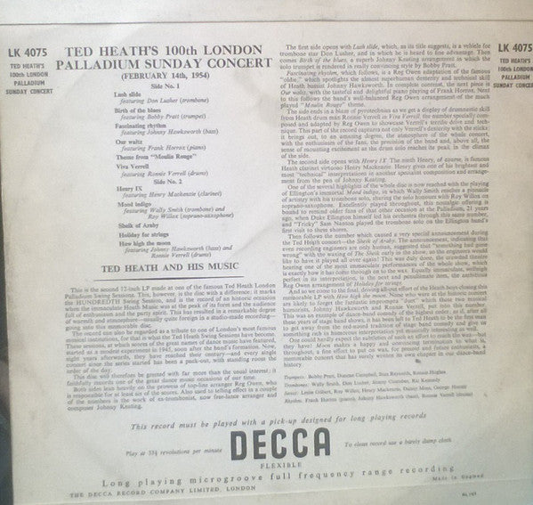 Ted Heath And His Music : Ted Heath's 100th London Palladium Sunday Concert (LP, Album)