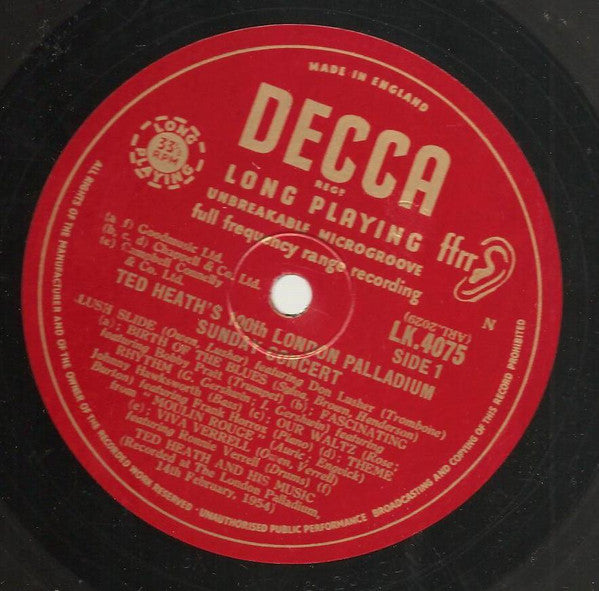 Ted Heath And His Music : Ted Heath's 100th London Palladium Sunday Concert (LP, Album)