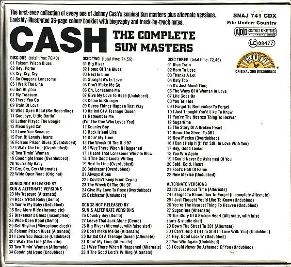 Johnny Cash : The Complete Sun Masters (Box + 3xCD, Comp, RM)