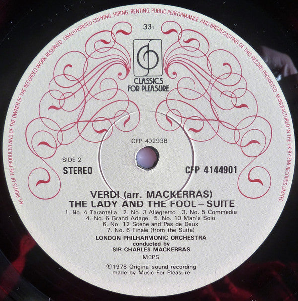 Sir Arthur Sullivan - Giuseppe Verdi, Sir Charles Mackerras, London Philharmonic Orchestra : Pineapple Poll / Lady And The Fool (LP, RE)