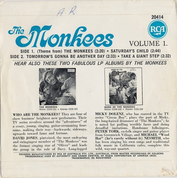 The Monkees : The Monkees Volume 1  (7", EP)