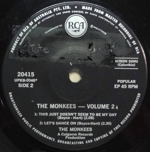 The Monkees : The Monkees Volume 2 (7", EP, Mono)