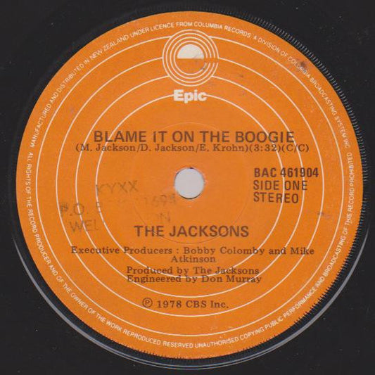 The Jacksons : Blame It On The Boogie (7", Single)