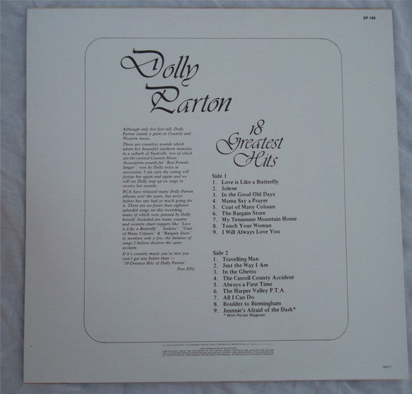 Dolly Parton : 18 Greatest Hits (LP, Comp)