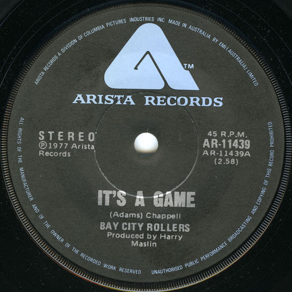 Bay City Rollers : It's A Game / Dance, Dance, Dance. (7", Single)