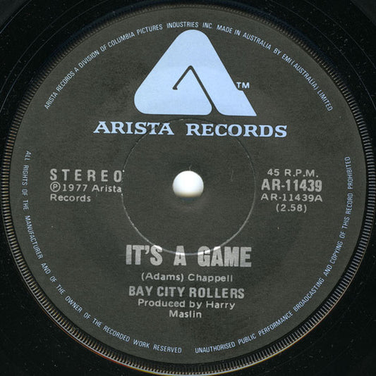 Bay City Rollers : It's A Game / Dance, Dance, Dance. (7", Single)