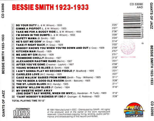 Bessie Smith : 1923-1933: Empress Of The Blues (CD, Comp)