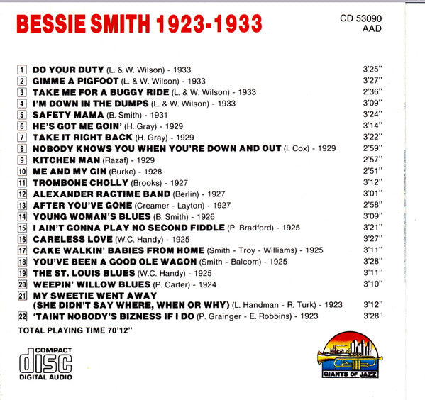 Bessie Smith : 1923-1933: Empress Of The Blues (CD, Comp)