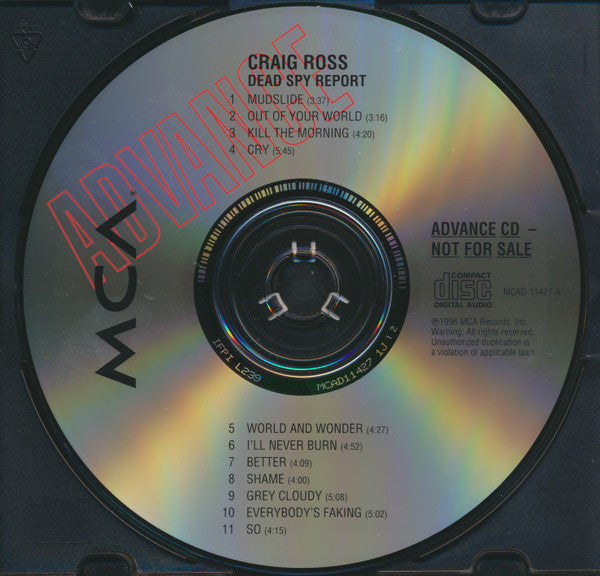 Craig Ross (5) : Dead Spy Report (CD, Advance, Album, Promo)