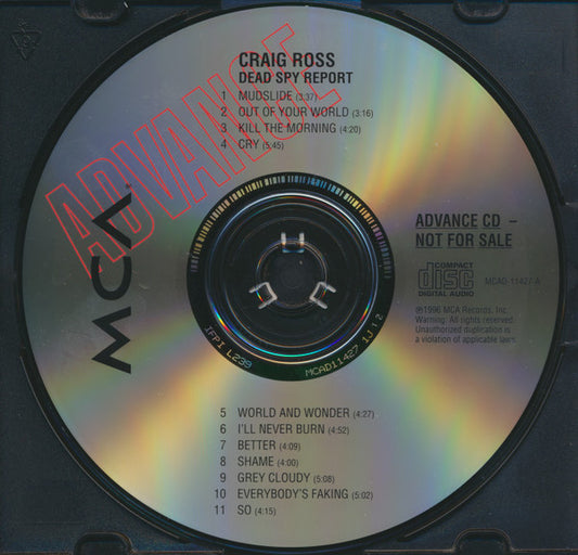 Craig Ross (5) : Dead Spy Report (CD, Advance, Album, Promo)