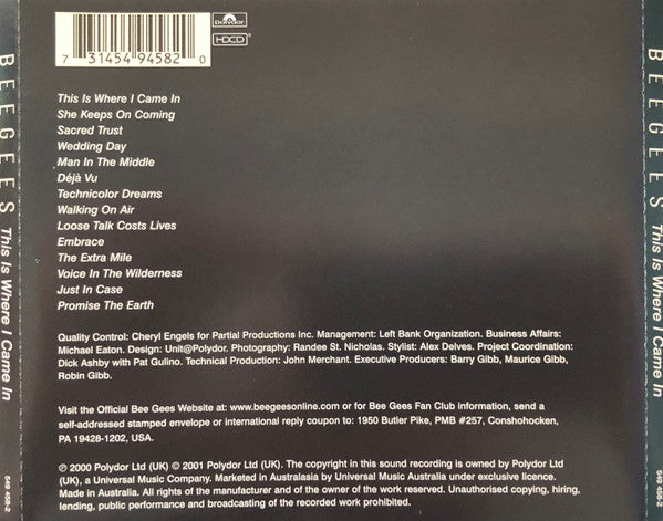 Bee Gees : This Is Where I Came In (HDCD, Album)