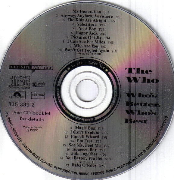 The Who : Who's Better, Who's Best (CD, Comp, RP)