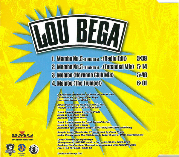 Lou Bega : Mambo No.5 (A Little Bit Of...) (CD, Maxi)