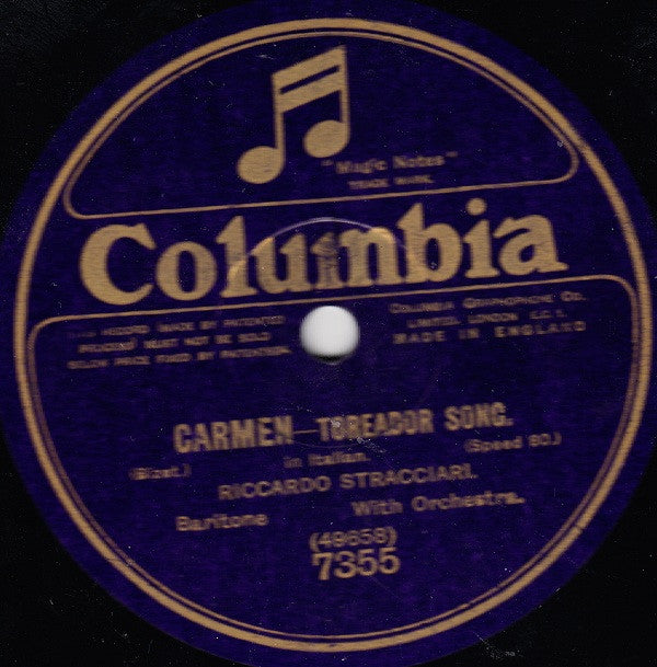 Riccardo Stracciari : Pagliacci / Carmen (Shellac, 12", 80 RPM)