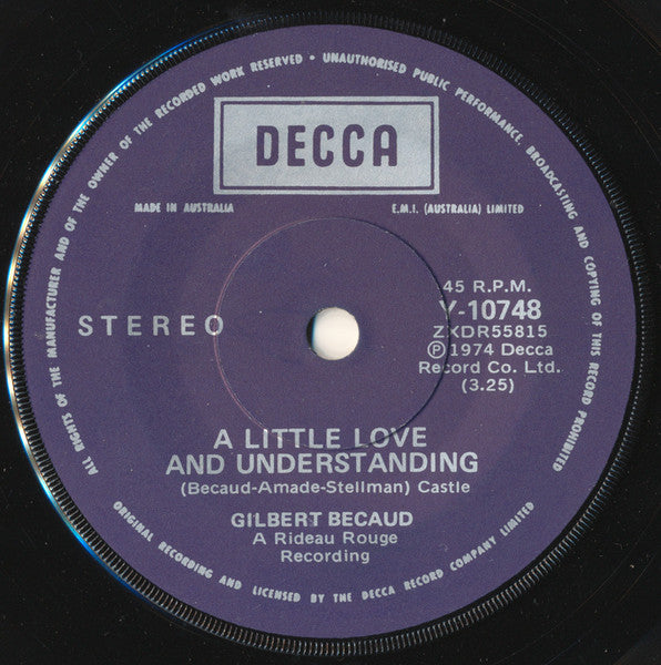 Gilbert Bécaud : A Little Love And Understanding (7", Single)