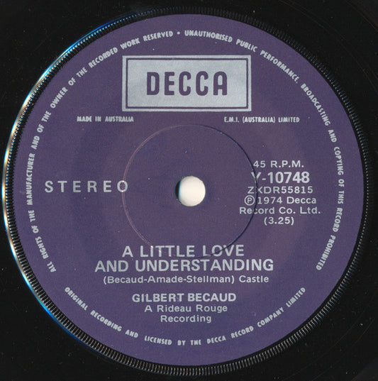 Gilbert Bécaud : A Little Love And Understanding (7", Single)