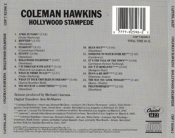 Coleman Hawkins : Hollywood Stampede (CD, Comp, RE)