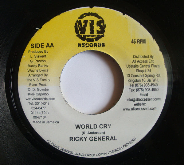 Sizzla / Ricky General : People A Suffer / World Cry (7")