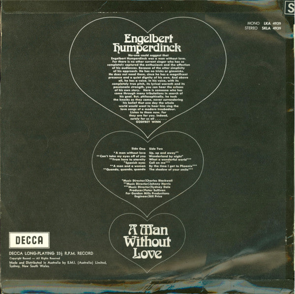 Engelbert Humperdinck : A Man Without Love (LP, Album)