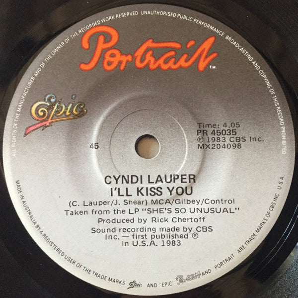 Cyndi Lauper : Time After Time (7", Single)
