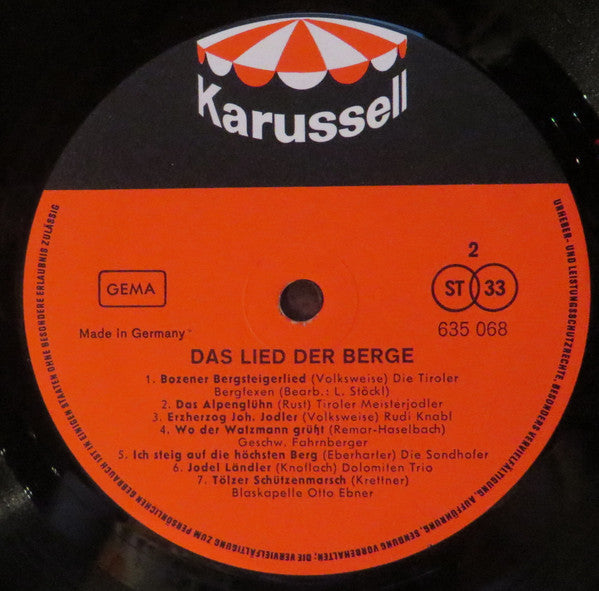Various : Das Lied Der Berge (LP, Comp)