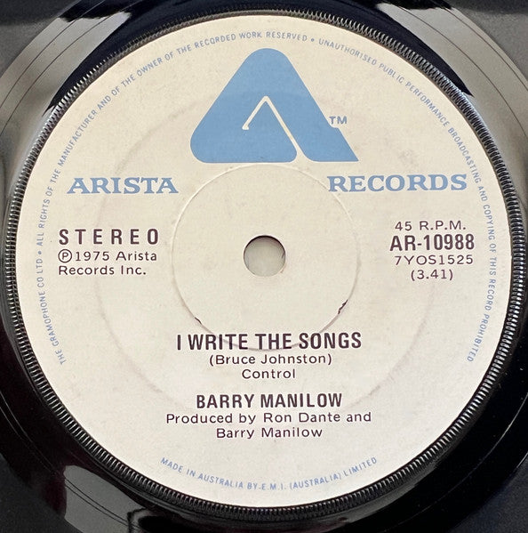 Barry Manilow : I Write The Songs (7", Single)
