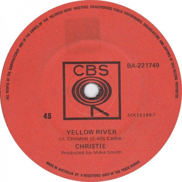 Christie : Yellow River / Down The Mississippi Line (7", Single)