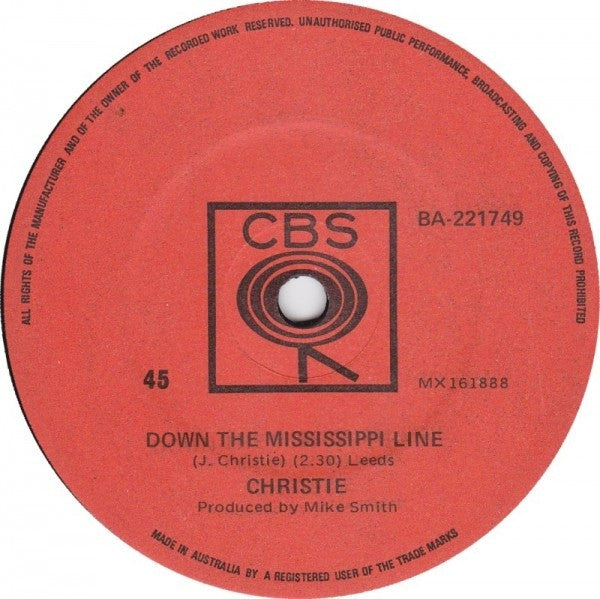 Christie : Yellow River / Down The Mississippi Line (7", Single)