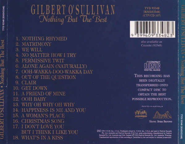 Gilbert O'Sullivan : Nothing But The Best (CD, Comp)