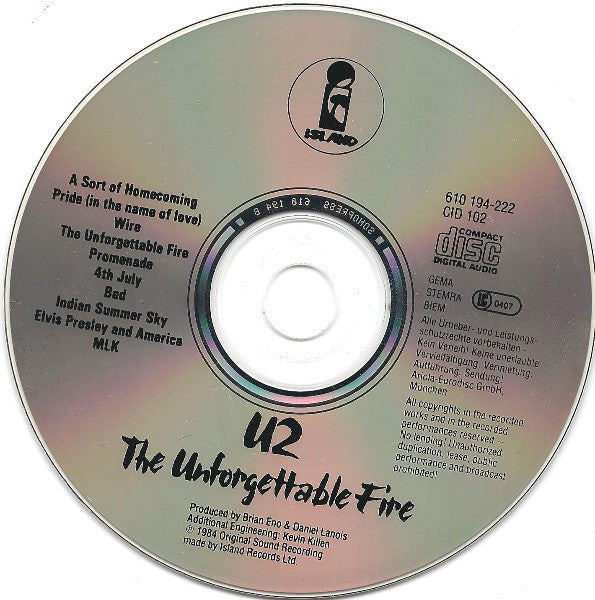 U2 : The Unforgettable Fire (CD, Album)