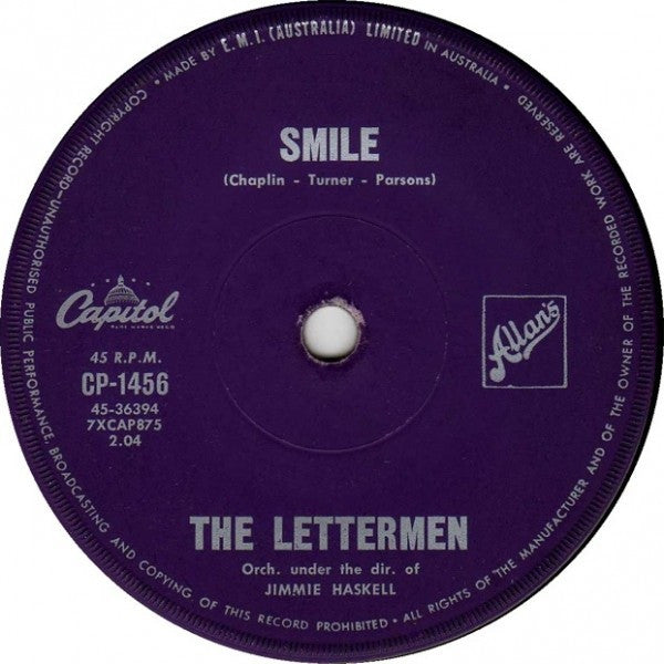 The Lettermen : When I Fall In Love / Smile (7")