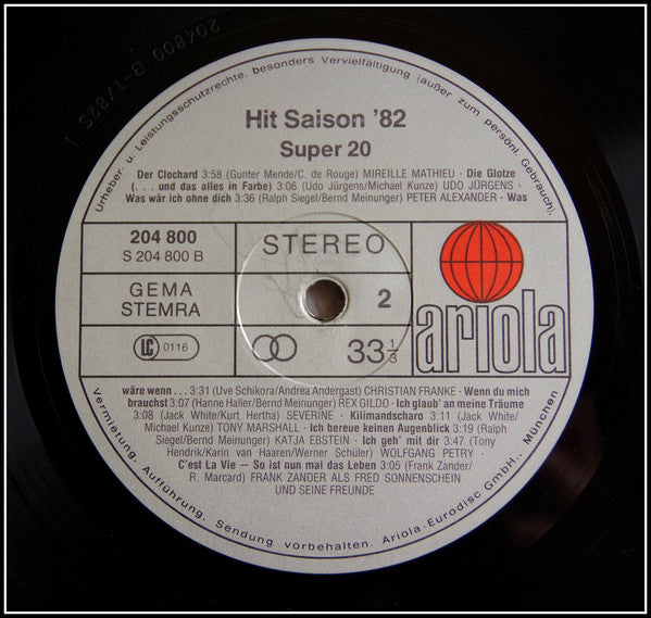 Various : Super 20 - Hit-Saison 82 (LP, Comp)