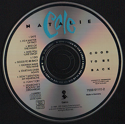 Natalie Cole : Good To Be Back (CD, Album, RE)